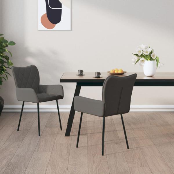 ARDEBO.de - Esszimmerstühle 2 Stk. Dunkelgrau Stoff