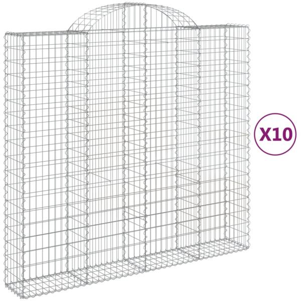 Gabionen mit Hochbogen 10Stk. 200x50x180/200cm Verzinktes Eisen