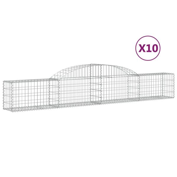 Gabionen mit Hochbogen 10 Stk. 300x30x40/60 cm Verzinktes Eisen