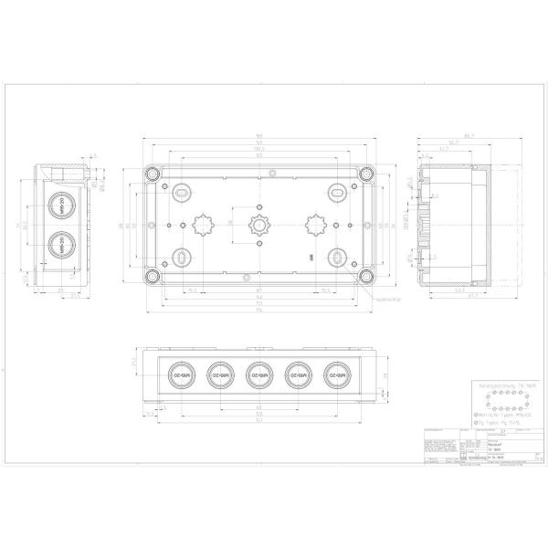 Spelsberg TK PS 1809-6-m Leergehäuse, metrische Vorprägungen, IP66, 180x94x57 mm, grau (10541001)