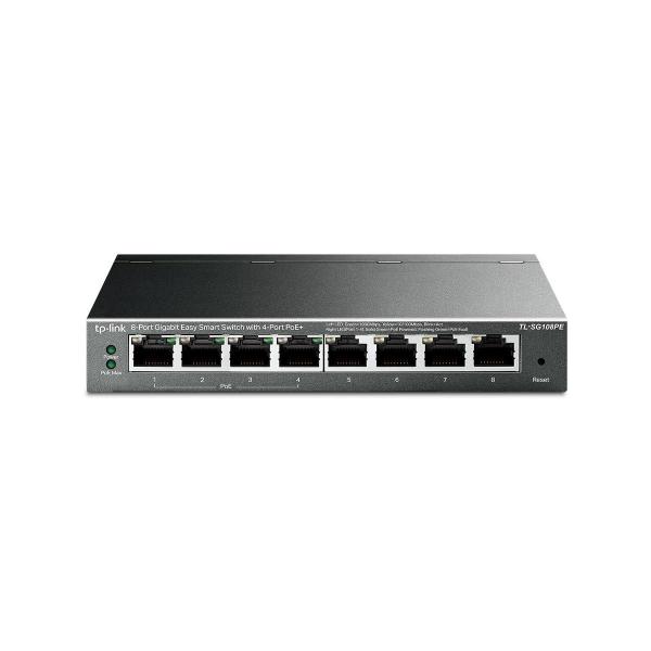 ARDEBO.de TP-Link TL-SG108PE 8-Port Gigabit Easy Smart Switch, PoE+, 8xRJ45-Ports 10/100/1000 Mbit/s, schwarz