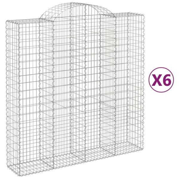 Gabionen mit Hochbogen 6 Stk. 200x50x200/220cm Verzinktes Eisen