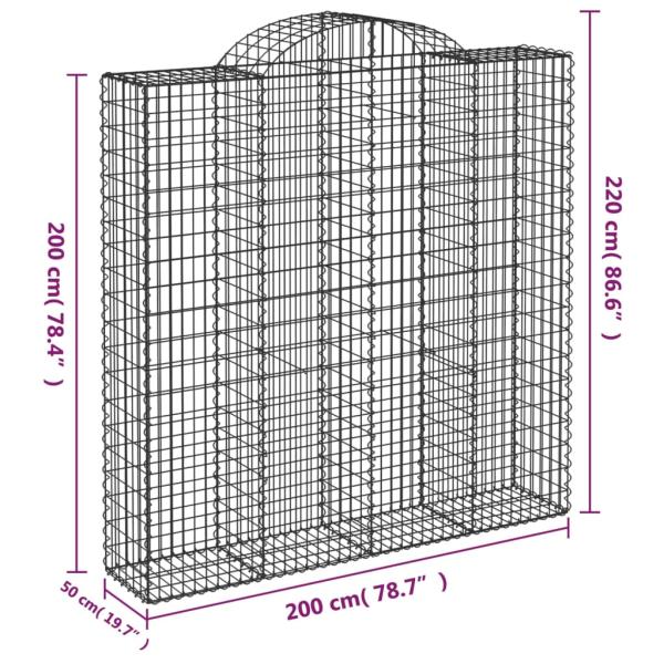 Gabionen mit Hochbogen 6 Stk. 200x50x200/220cm Verzinktes Eisen