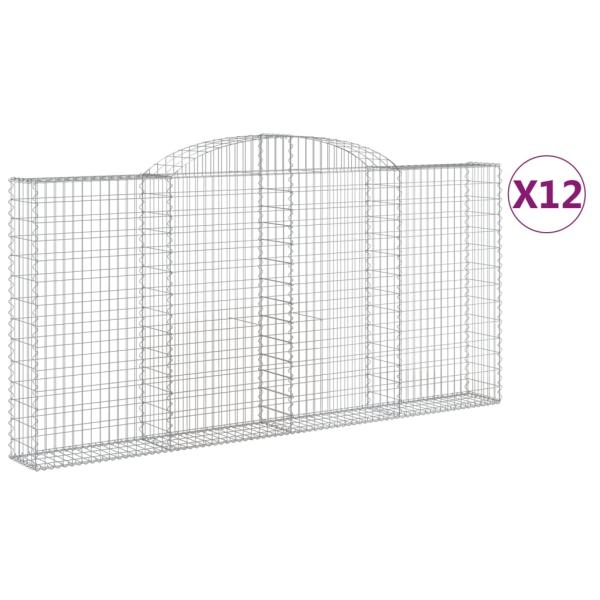 Gabionen mit Hochbogen 12 Stk 300x30x140/160cm Verzinktes Eisen