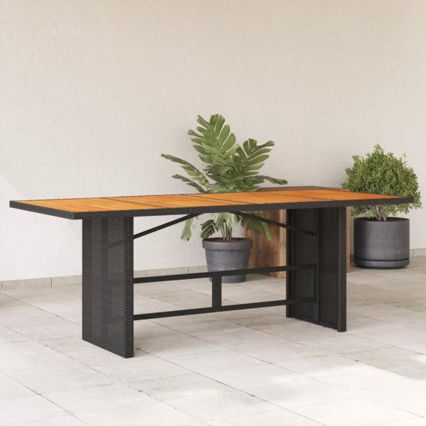 ARDEBO.de - Gartentisch mit Akazienholz-Platte 190x80x74 cm Poly Rattan