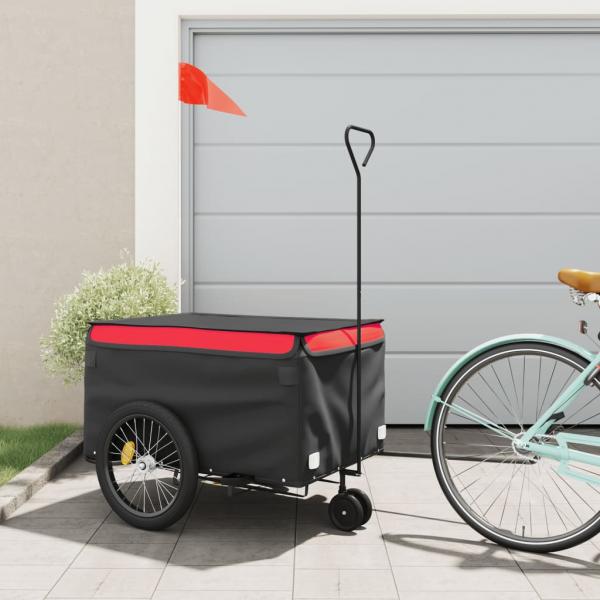 ARDEBO.de - Fahrradanhänger Schwarz und Rot 45 kg Eisen