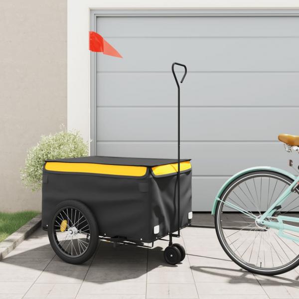 ARDEBO.de - Fahrradanhänger Schwarz und Gelb 45 kg Eisen