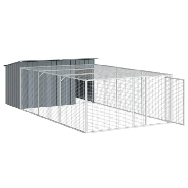 Hundehütte mit Auslauf Anthrazit 197x396x110cm Verzinkter Stahl