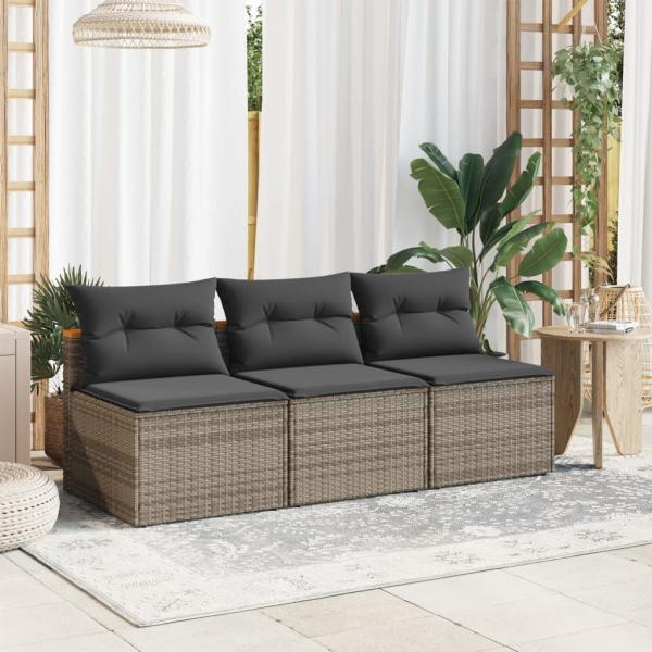 ARDEBO.de - Gartensofas ohne Armlehnen mit Kissen 2 Stk. Grau Poly Rattan