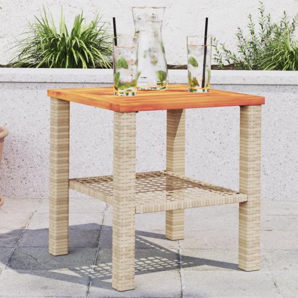 ARDEBO.de - Gartentisch Beige 40x40x42 cm Poly Rattan Akazienholz