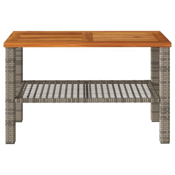 Gartentisch Grau 70x38x42 cm Poly Rattan Akazienholz