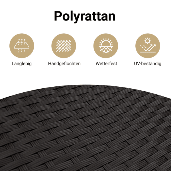 10-tlg. Garten-Sofagarnitur mit Kissen Schwarz Poly Rattan