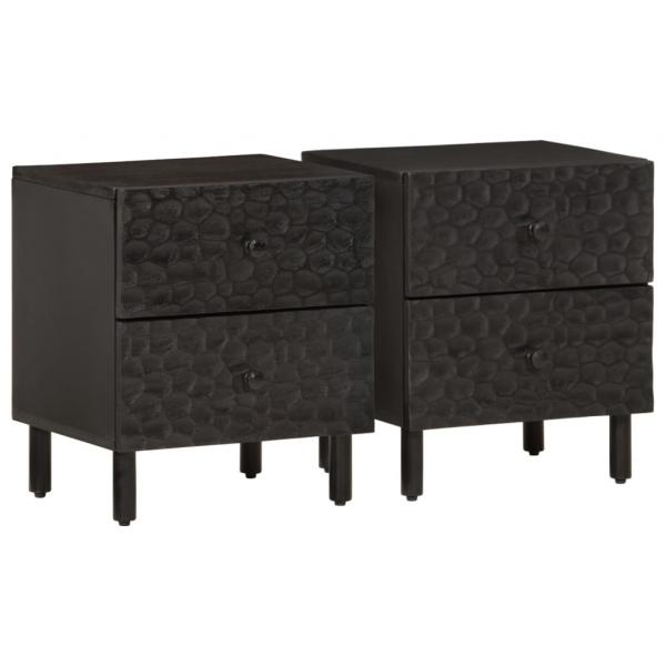 ARDEBO.de - Nachttische 2 Stk. Schwarz 40x33x46 cm Massivholz Mango