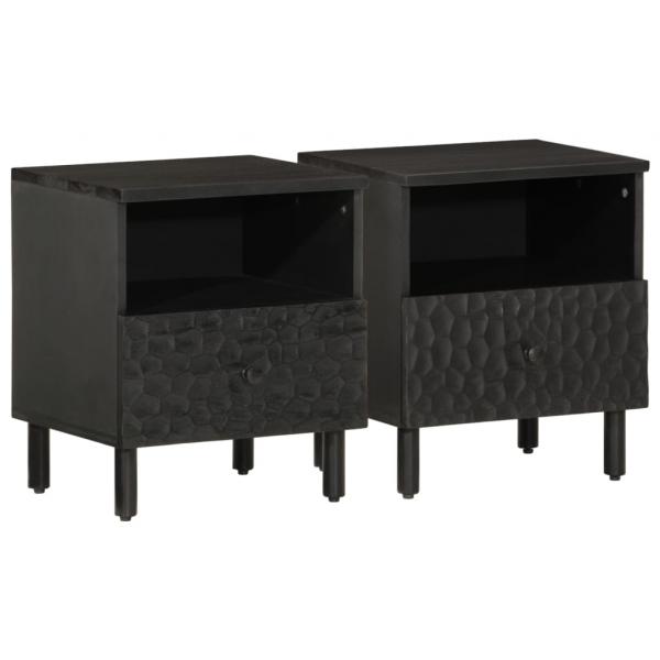 ARDEBO.de - Nachttische 2 Stk. Schwarz 40x33x46 cm Massivholz Mango