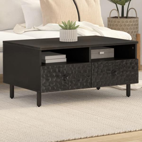 ARDEBO.de - Couchtisch Schwarz 80x54x40 cm Massivholz Mango