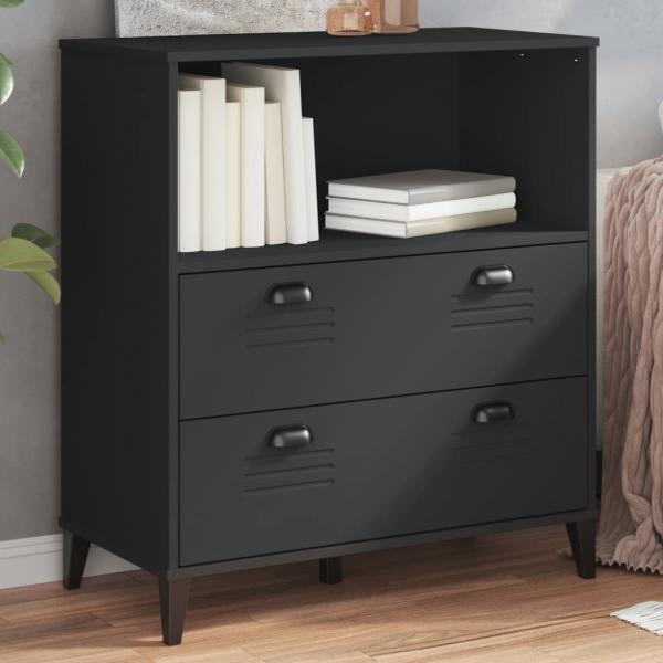ARDEBO.de - Bücherschrank VIKEN Schwarz 80x40x90 cm Holzwerkstoff