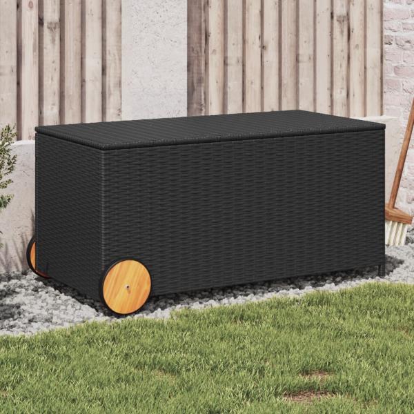 ARDEBO.de - Gartentruhe mit Rollen Schwarz 190L Poly Rattan