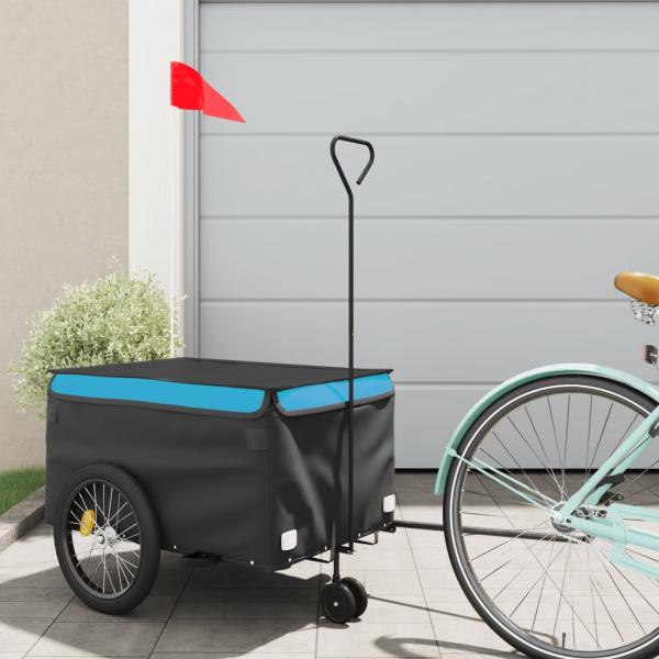 ARDEBO.de - Fahrradanhänger Schwarz und Blau 30 kg Eisen