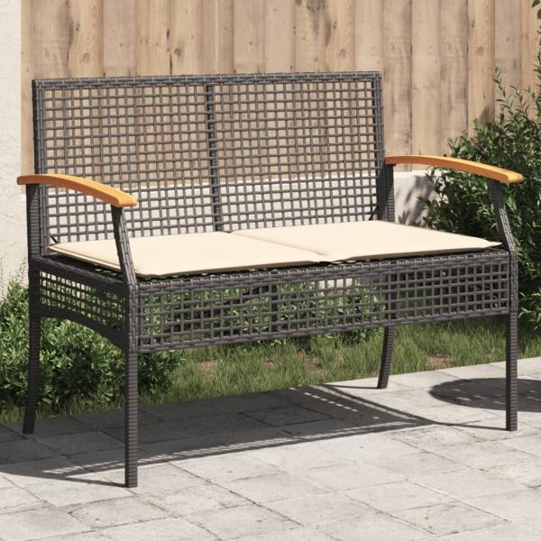 ARDEBO.de - Gartenbank mit Kissen Schwarz Poly Rattan Akazienholz
