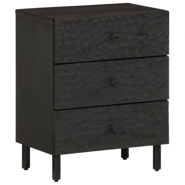 ARDEBO.de - Nachttisch Schwarz 50x33x60 cm Massivholz Mango
