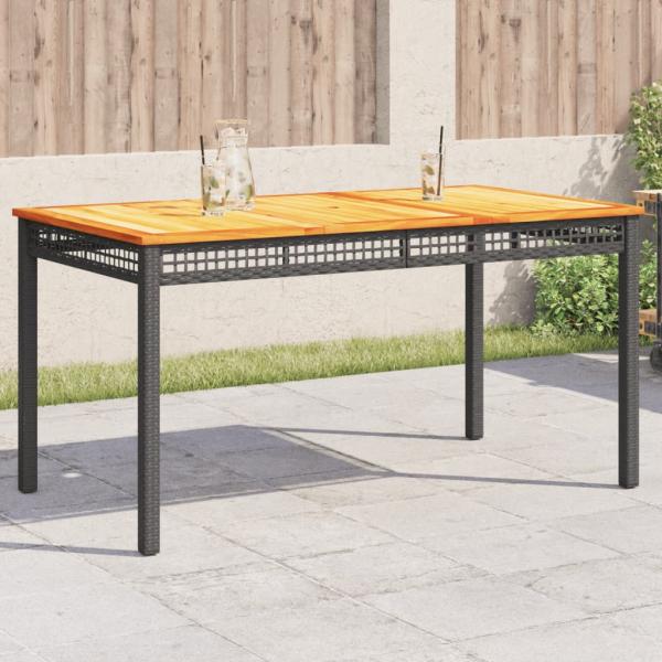 ARDEBO.de - Gartentisch Schwarz 140x80x75 cm Poly Rattan Akazienholz