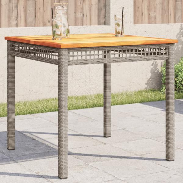 ARDEBO.de - Gartentisch Grau 80x80x75 cm Poly Rattan Akazienholz