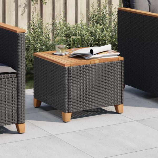ARDEBO.de - Gartentisch Schwarz 45x45x37 cm Poly Rattan Akazienholz
