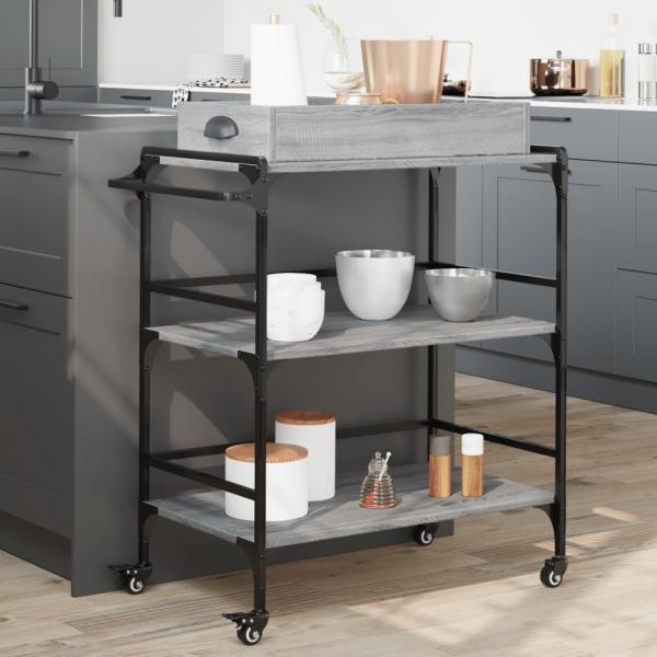 ARDEBO.de - Küchenwagen Grau Sonoma 81,5x41x92,5 cm Holzwerkstoff