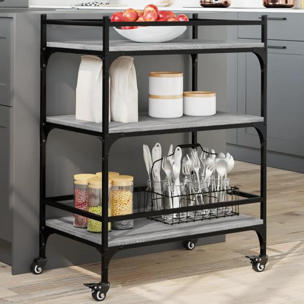 ARDEBO.de - Küchenwagen Grau Sonoma 65x40x86,5 cm Holzwerkstoff