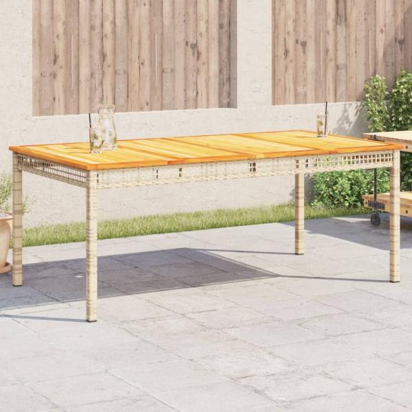 ARDEBO.de - Gartentisch Beige 180x90x75 cm Poly Rattan Akazienholz