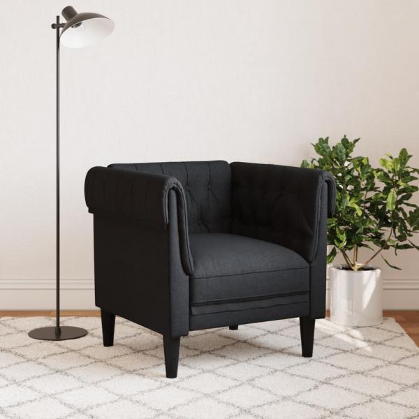 Chesterfield-Sessel Schwarz Stoff