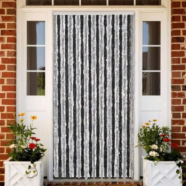 ARDEBO.de - Fliegenvorhang Grau und Schwarz 100x230 cm Chenille
