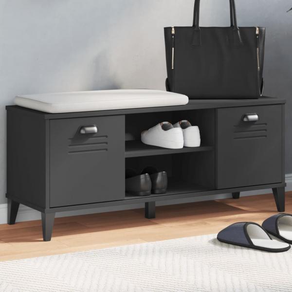 ARDEBO.de - Schuhbank VIKEN Schwarz 106x35x45 cm Holzwerkstoff