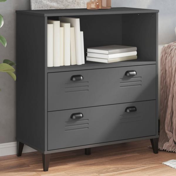 ARDEBO.de - Bücherschrank VIKEN Anthrazit 80x40x90 cm Holzwerkstoff