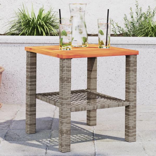 ARDEBO.de - Gartentisch Grau 40x40x42 cm Poly Rattan Akazienholz