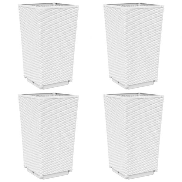 Pflanzkübel 4 Stk. Weiß 32,5x32,5x57 cm PP