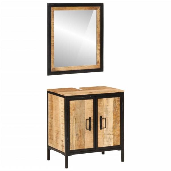 ARDEBO.de - 2-tlg. Badmöbel-Set Eisen und Massivholz Mango