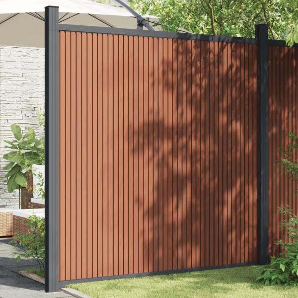 ARDEBO.de - Zaunelement mit 2 Pfosten Braun 180x186 cm WPC