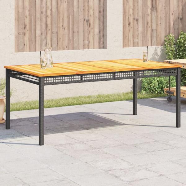 ARDEBO.de - Gartentisch Schwarz 180x90x75 cm Poly Rattan Akazienholz
