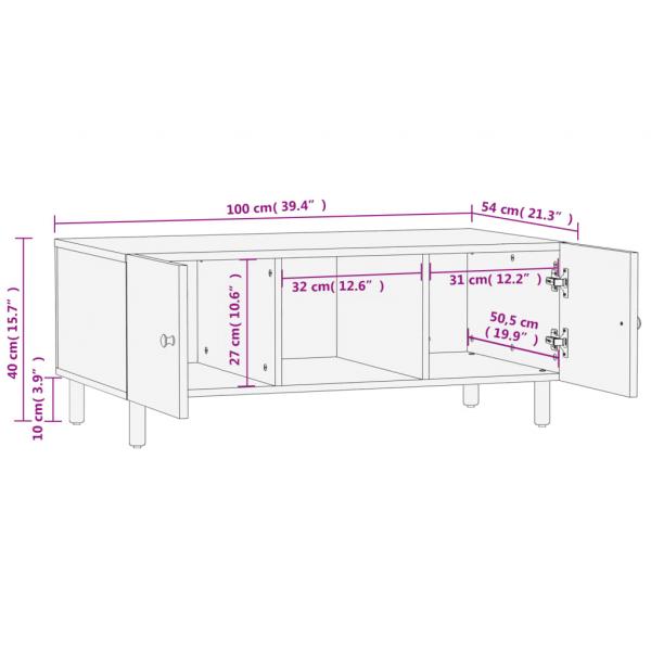 Couchtisch Schwarz 100x54x40 cm Massivholz Mango