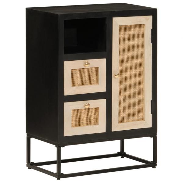 ARDEBO.de - Sideboard Schwarz 55x30x76 cm Massivholz Mango und Eisen