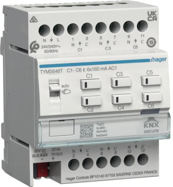 ARDEBO.de Hager Heizungsaktor, 6fach KNX Secure für 24/230V Stellantriebe, Triac (TYMS646T)