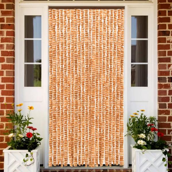 ARDEBO.de - Fliegenvorhang Ocker und Weiß 100x230 cm Chenille