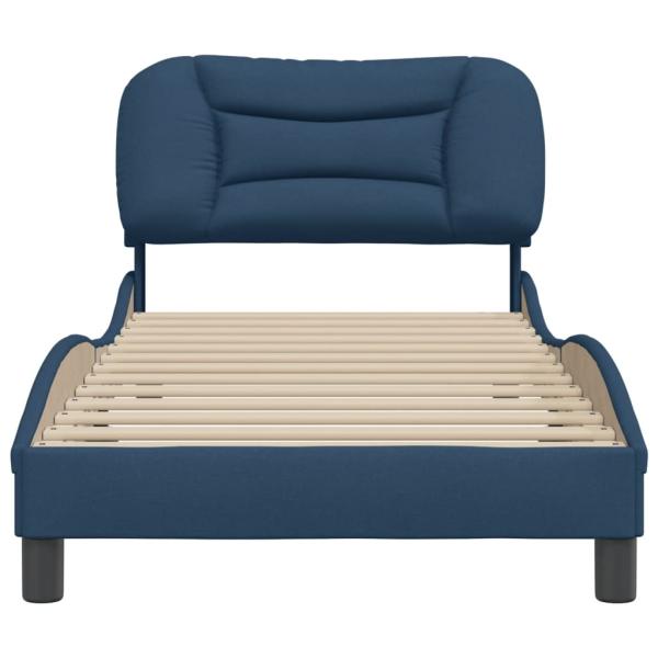 Bettgestell mit Kopfteil Blau 90x190 cm Stoff
