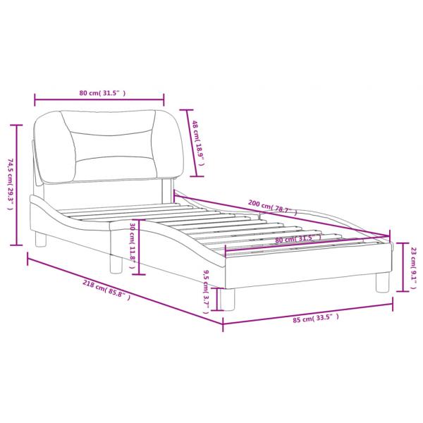Bettgestell mit Kopfteil Taupe 80x200 cm Stoff