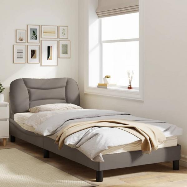 Bettgestell mit Kopfteil Taupe 90x200 cm Stoff