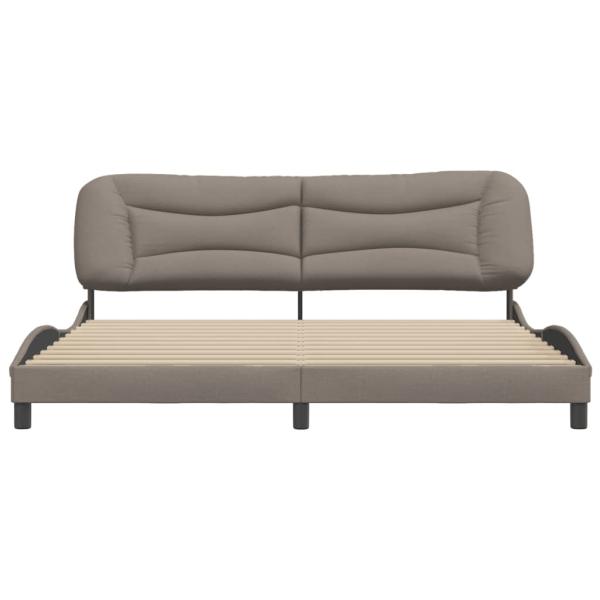 Bettgestell mit Kopfteil Taupe 200x200 cm Stoff