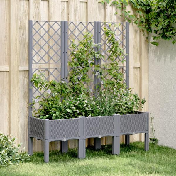 ARDEBO.de - Pflanzkübel mit Rankgitter Grau 120x40x142 cm PP