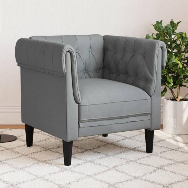 ARDEBO.de - Chesterfield-Sessel Hellgrau Stoff