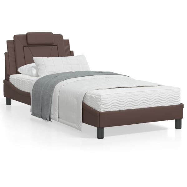 ARDEBO.de - Bett mit Matratze Braun 80x200 cm Kunstleder